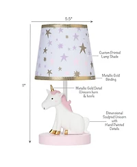 Bedtime Originals Rainbow Unicorn Pink/White Nursery Lamp with Shade & Bulb