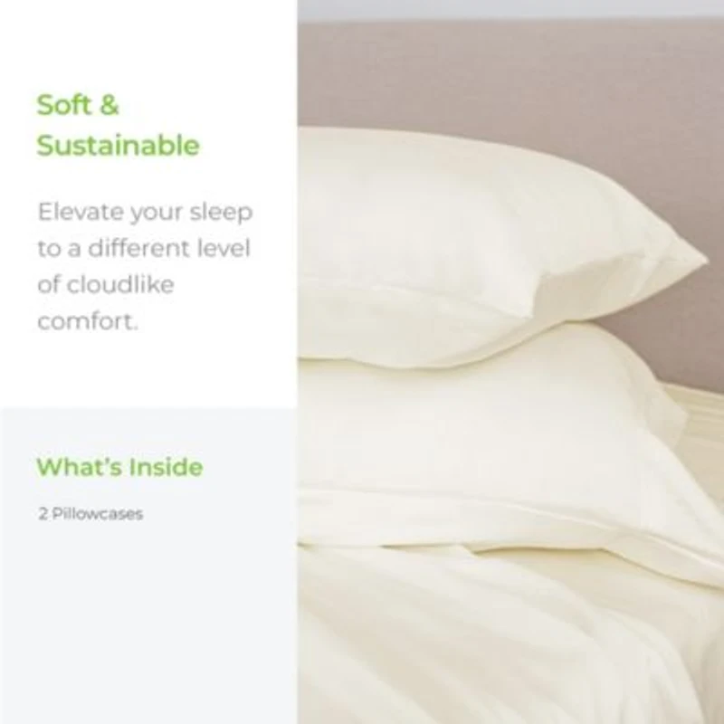 Cariloha Classic 2 Piece Twill Pillowcase Set Tahitian Breeze Standard Viscose Material Allergy Resistant Thermal Regulating Extra Soft