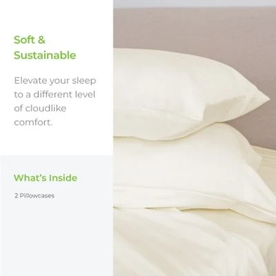 Cariloha Classic 2 Piece Twill Pillowcase Set Tahitian Breeze Standard Viscose Material Allergy Resistant Thermal Regulating Extra Soft