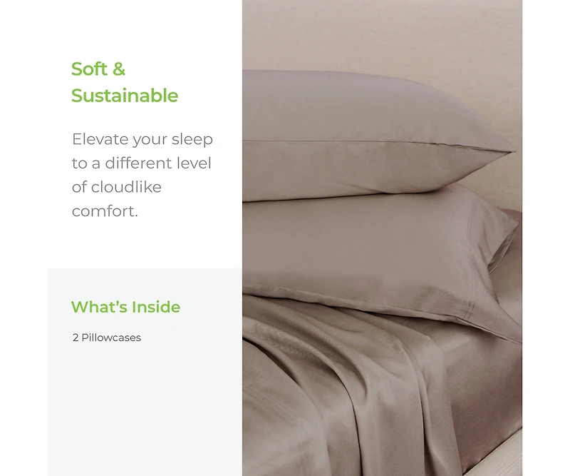 Cariloha Classic 2-Piece Twill Pillowcase Set | Tahitian Breeze Standard Viscose Material Allergy Resistant, Thermal-Regulating & Extra soft