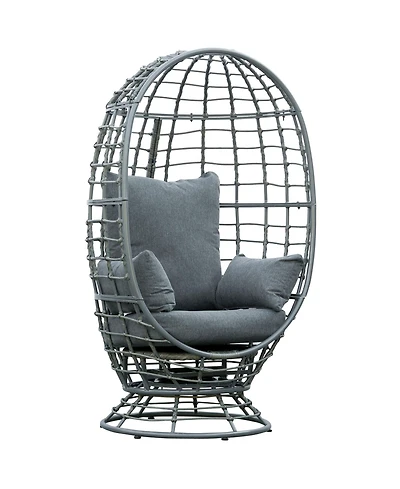Outsunny Outdoor Wicker Egg Chair with Cushions and Swivel Seat,