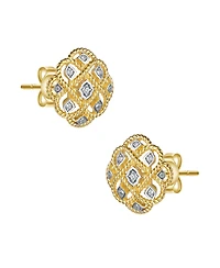14K Gold Plated and White Gold Plated Cubic Zirconia Stud Earrings