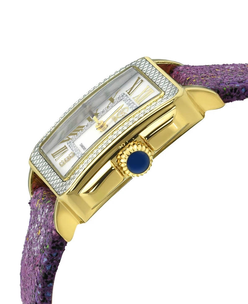 GV2 by Gevril Women's Padova Swiss Quartz Floral Purple Leather Watch 30mm
