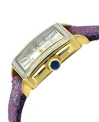 GV2 by Gevril Women's Padova Swiss Quartz Floral Purple Leather Watch 30mm