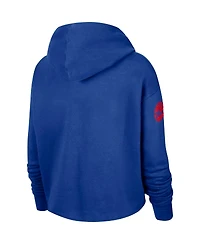 Women's Nike Royal Philadelphia 76ers Split Flip Courtside Cropped Pullover Hoodie