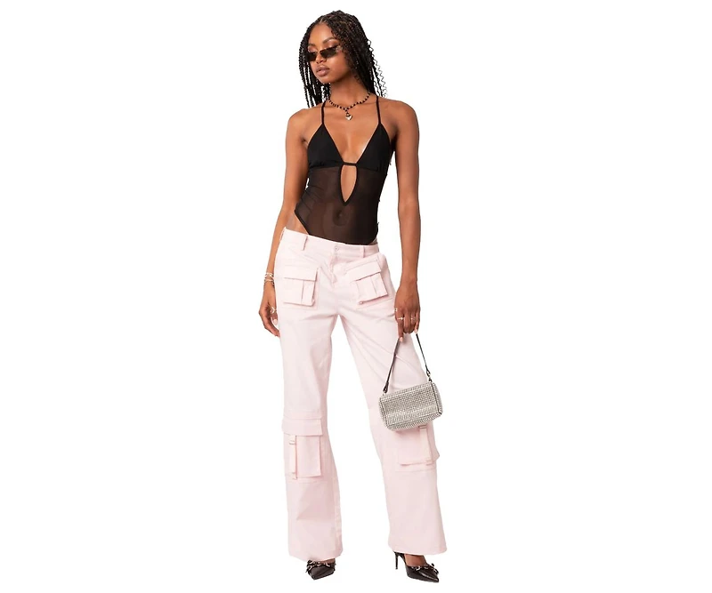 Women's Alva Open Back Sheer Mesh Bodysuit