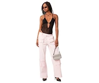 Women's Alva Open Back Sheer Mesh Bodysuit