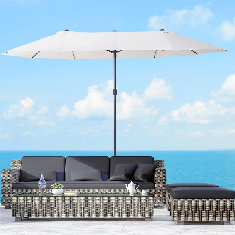 Outsunny 15' Extra Large Double Patio Umbrella for Pool