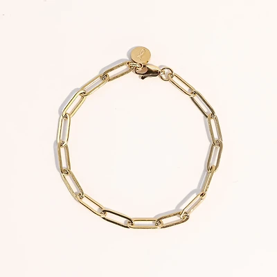18K Gold Plated Paper Clip Anne Bracelet 7" For Women and Girls