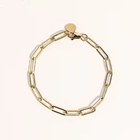 18K Gold Plated Paper Clip Anne Bracelet 7" For Women and Girls
