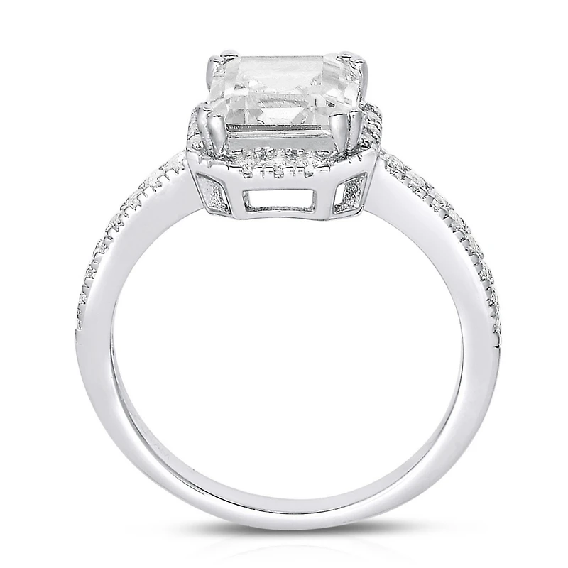 Sterling Silver Asscher-cut Cubic Zirconia Ring