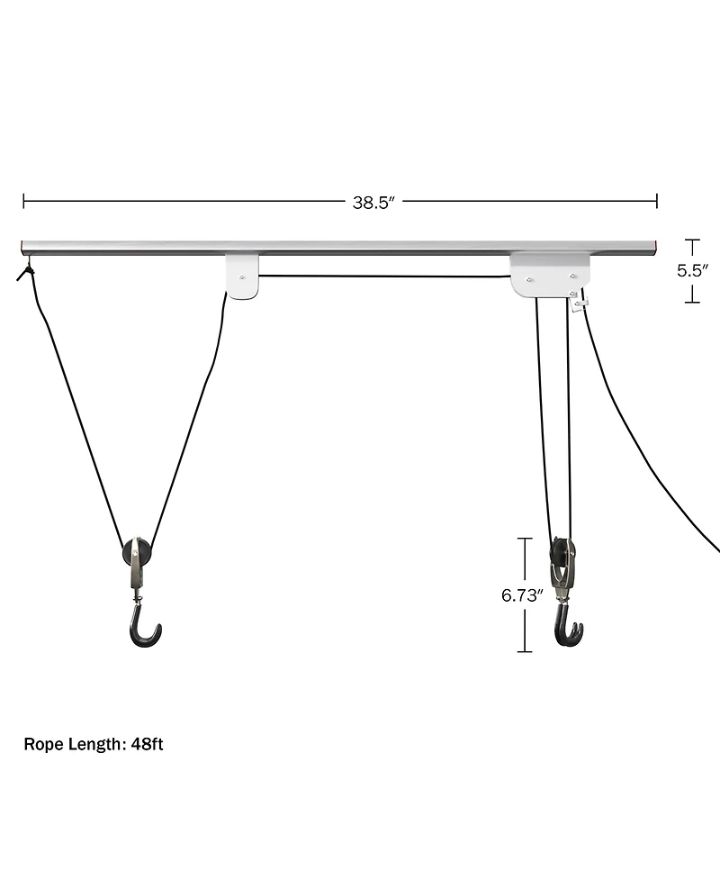 Rail Mount Hoist Pulley System - Bike Hanger for Garage - Overhead Ceiling Storage for Bicycle, Ladder, or Cargo with 75lb Capacity by Rad Cycle