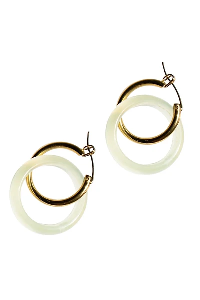Amelie skinny — Green jade stone hoop earrings