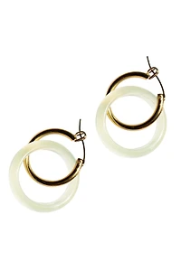 Amelie skinny — Green jade stone hoop earrings
