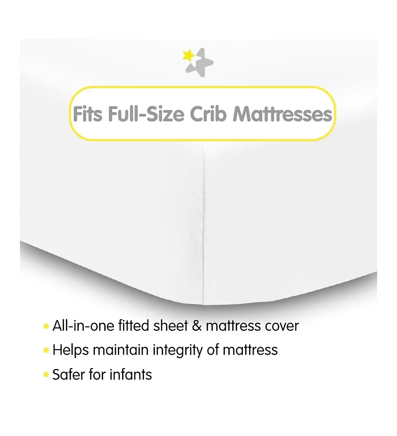 BreathableBaby All-in-One Fitted Sheet & Waterproof Cover for 52" x 28" Crib Mattress (2-Pack)