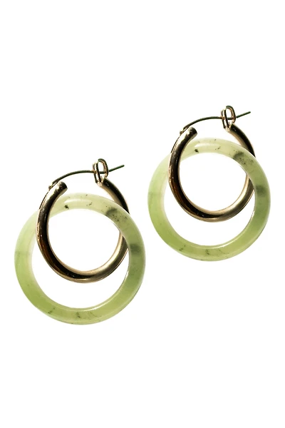 Amelie skinny — Green jade stone hoop earrings