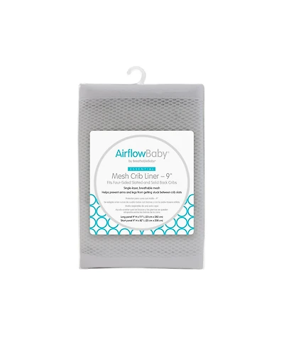 BreathableBaby AirflowBaby Breathable Mesh Liner for Full-Size Cribs, 9"H (23cm) Essential 2mm (Size 4FS Covers 3 or 4 Sides)