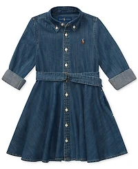 Toddler and Little Girls Belted Cotton Chino Shirtdress