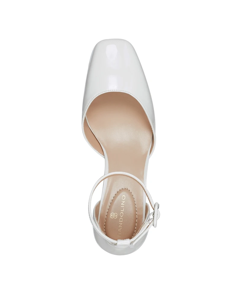 Bandolino Women's Lets Add Square Toe Block Heel Ankle Strap Pumps