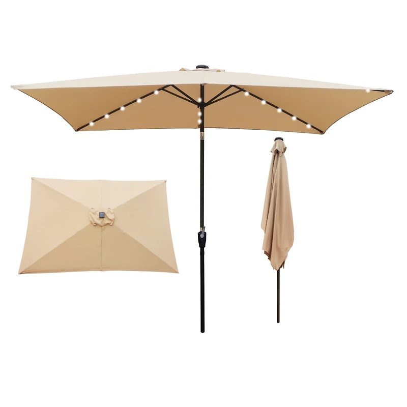 Streamdale Patio Solar Lighted Umbrella w/ Crank (6.5' x 10')