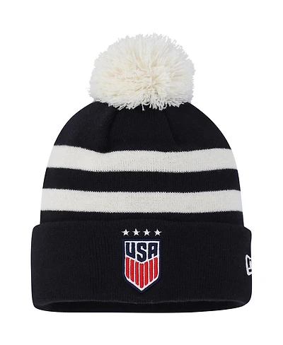 Men's New Era Navy Uswnt Team Cuffed Knit Hat with Pom