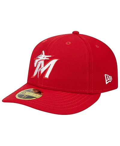 Men's New Era Scarlet Miami Marlins Low Profile 59FIFTY Fitted Hat