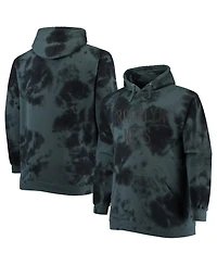 Men's Fanatics Black Brooklyn Nets Big and Tall Wordmark Cloud Dye Pullover Hoodie