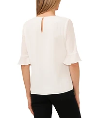 CeCe Women's Ruffled-Cuff 3/4-Sleeve Crew Neck Top