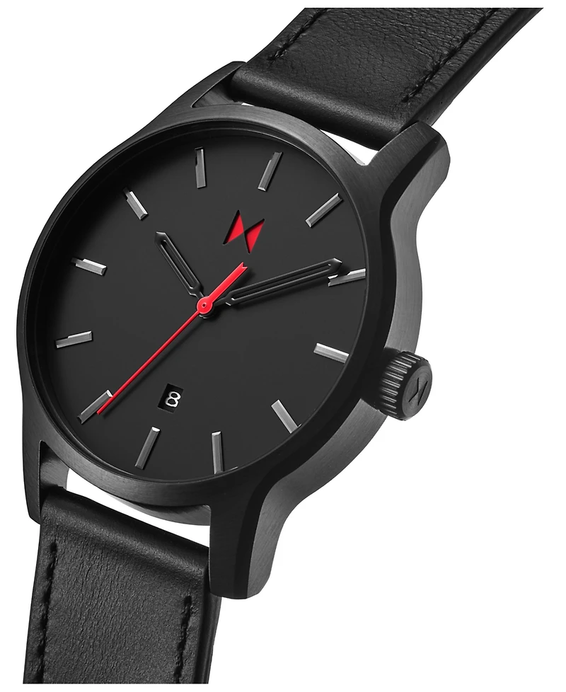 Mvmt Men's Classic Ii Black Leather Strap Watch 44mm