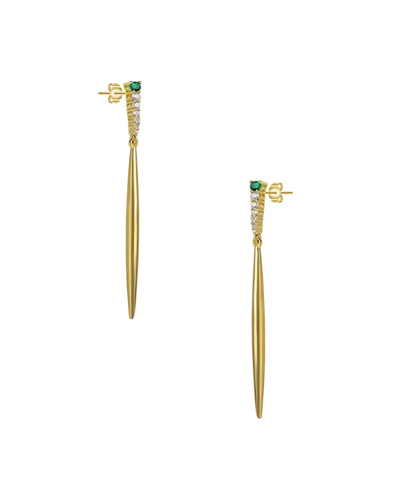 Sterling Silver Cubic Zirconia Icicle Spike Dangle Earrings