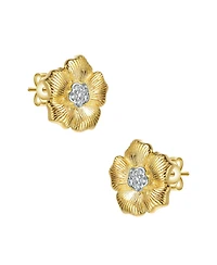 Elegant 14K Gold Plated and Cubic Zirconia Floral Stud Earrings