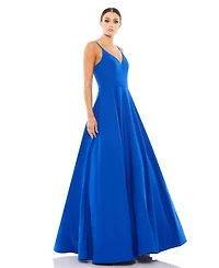 Mac Duggal Women's Ieena Classic A-Line V-Neck Ballgown