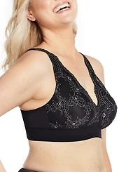 Glamorise Plus Full Figure Bramour Lexington Lace Plunge Wireless Bralette 7013
