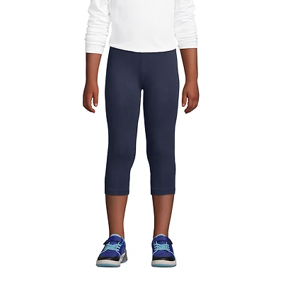 Lands' End Child School Uniform Girls Plus Tough Cotton Capri Leggings