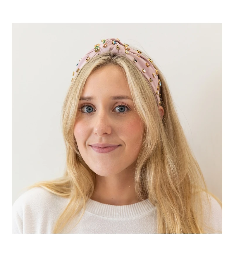 Women's Traditional Knot Headband - Light Pink Gem