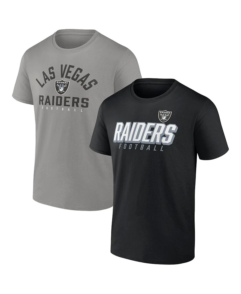 Men's Fanatics Black, Silver Las Vegas Raiders Player Pack T-shirt Combo Set