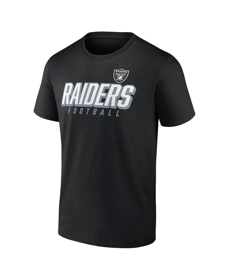 Men's Fanatics Black, Silver Las Vegas Raiders Player Pack T-shirt Combo Set