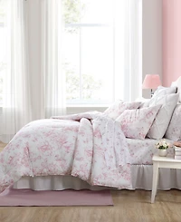Laura Ashley Delphine Cotton Reversible 3 Piece Comforter Set, Full/Queen