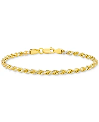 Men's Two-Tone Rope Link Chain Bracelet in Sterling Silver & 14k Gold-Plate