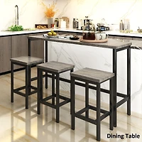 Simplie Fun Counter Height Extra Long Dining Table Set With 3 Stools Pub Kitchen Set Side Table With Foot