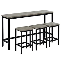 Simplie Fun Counter Height Extra Long Dining Table Set With 3 Stools Pub Kitchen Set Side Table With Foot