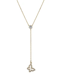 Unwritten Cubic Zirconia 14K Gold Flash Plated Butterfly Y-Necklace