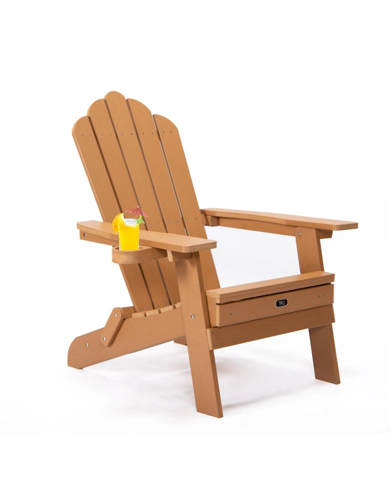Streamdale Folding Adirondack Chair with Ottoman and Cupholder