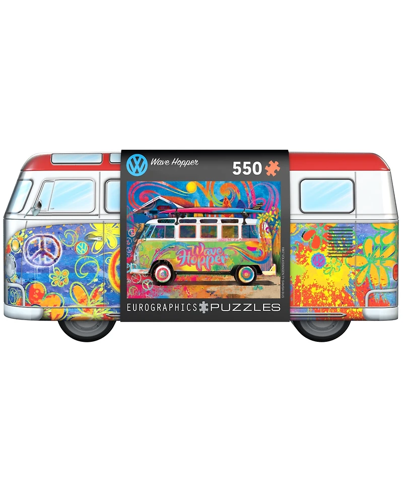 Eurographics Incorporated Volkswagen Wave Hopper Collectible Bus-Shaped Tin Puzzle, 550 Pieces
