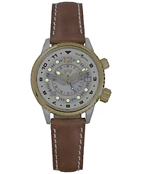 Abingdon Co. Women's Swiss Wasp Tribute Tri-Time Chestnut Leather Strap Watch 33mm