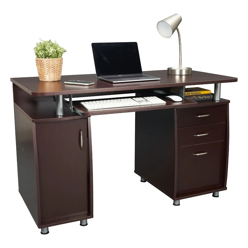 Streamdale Complete Workstation Computer Desk With Storage, Chocolate