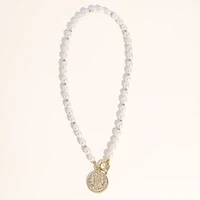 18K Gold Plated Freshwater Pearls with a Coin Pendant - Giorgia Pearl Necklace 17" For Women