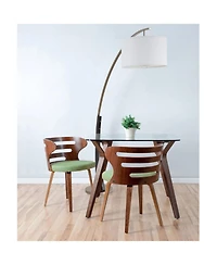 Fc Design 71.5" Tall Drum Shade Arched Floor Lamp with Unique Black Wood Pole and Metal Base