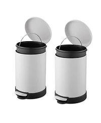 Qualiazero 6L / 1.6 Gal + 6L / 1.6 Gal Round Stainless Steel Step Can Combo - Matte White