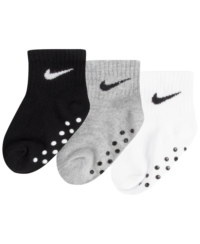 Nike Baby Boys or Girls Core Ankle Gripper Socks, Pack of 3